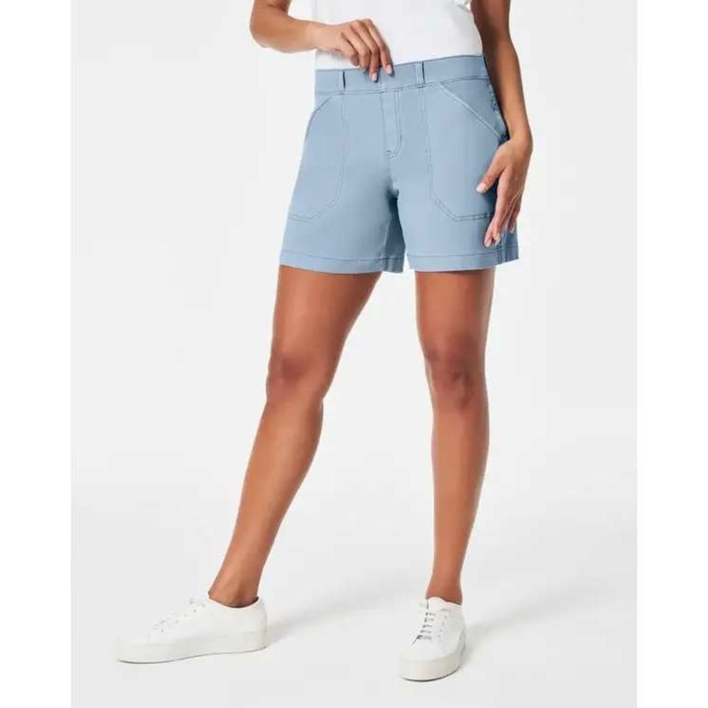 Spanx XL Mountain Blue Stretch Twill Shorts Casual Summer Comfort